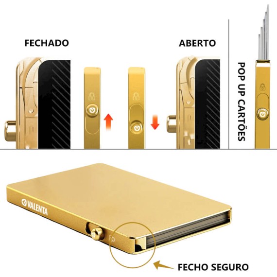 VALENTA Porta Cartões Cardprotector Aluminio Magsafe Gold | Ref. 91.V587495