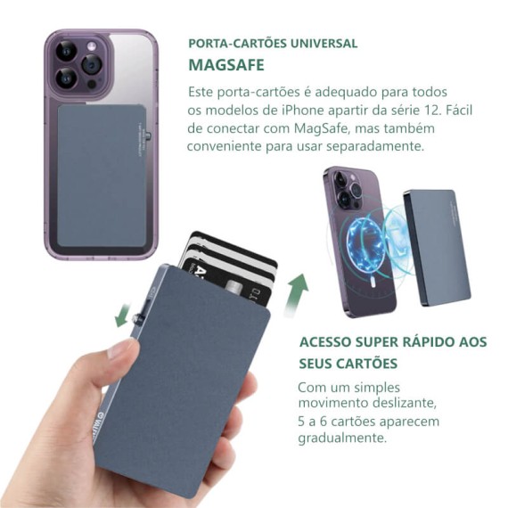 VALENTA Porta Cartões Cardprotector Aluminio Magsafe Grey | Ref. X91.V587488