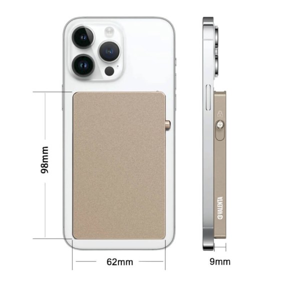 VALENTA Porta Cartões Cardprotector Aluminio Magsafe Natural Titanium | Ref. 91.V588294