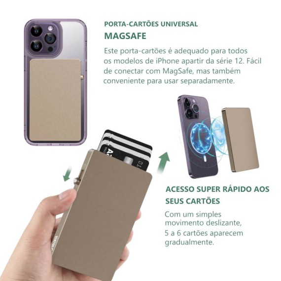 VALENTA Porta Cartões Cardprotector Aluminio Magsafe Natural Titanium | Ref. 91.V588294
