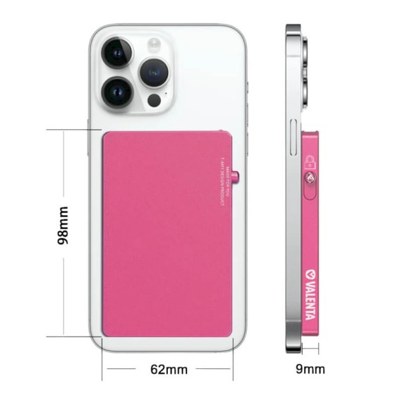 VALENTA Porta Cartões Cardprotector Aluminio Magsafe Pink | Ref. 91.V587501