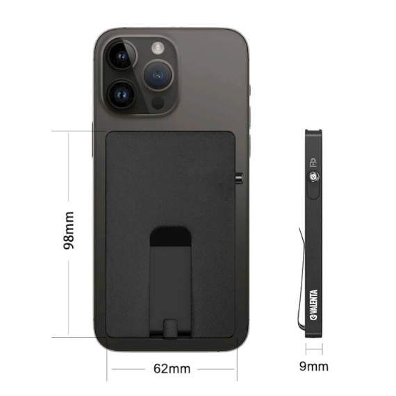 VALENTA Porta Cartões Cardprotector Aluminio Magsafe with Money Clip Black | Ref. 91.V587518