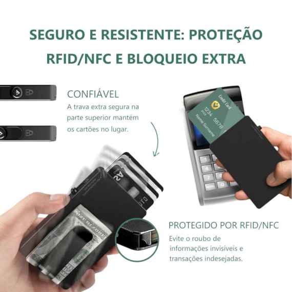 VALENTA Porta Cartões Cardprotector Aluminio Magsafe with Money Clip Black | Ref. 91.V587518