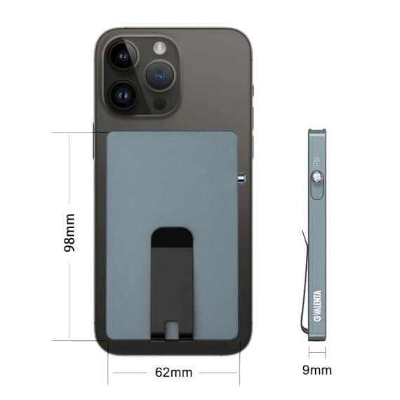 VALENTA Porta Cartões Cardprotector Aluminio Magsafe with Money Clip Grey | Ref. 91.V587518