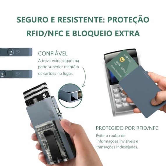 VALENTA Porta Cartões Cardprotector Aluminio Magsafe with Money Clip Grey | Ref. 91.V587518