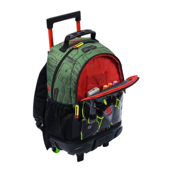 Mochila Escolar com Rodas M 41Cm Argon TOTTO 5D7 Verde | Ref. 330.MJ03AGN00525D7
