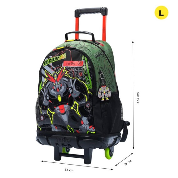 Mochila Escolar com Rodas L 47Cm Argon TOTTO 5D7 Verde | Ref. 330.MJ03AGN00325D7