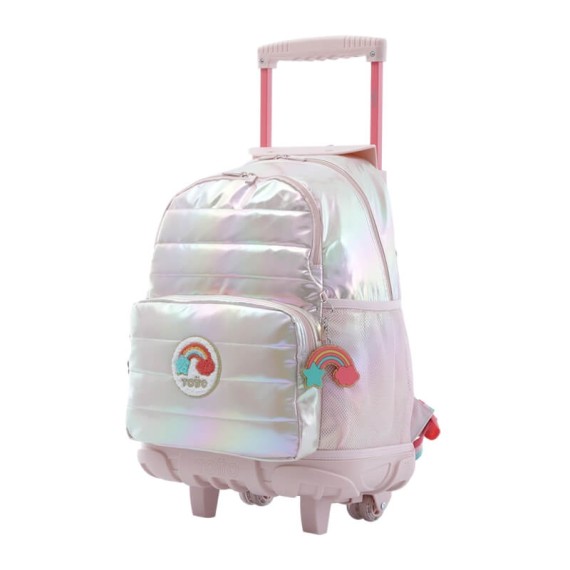 Mochila Escolar com Rodas L 47Cm Glowy TOTTO P50 Rosa Brilhante | Ref. 330.MJ03GLW0032P50