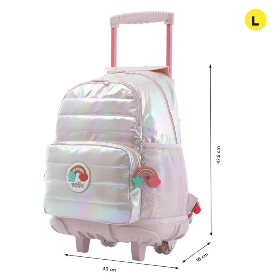 Mochila Escolar com Rodas L 47Cm Glowy TOTTO P50 Rosa Brilhante | Ref. 330.MJ03GLW0032P50