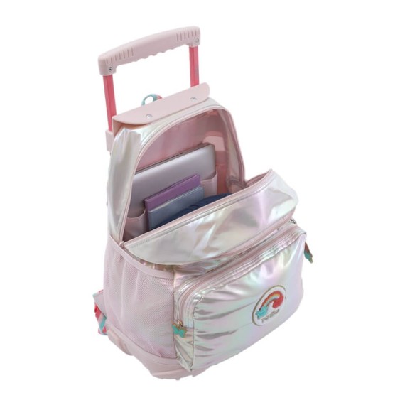 Mochila Escolar com Rodas L 47Cm Glowy TOTTO P50 Rosa Brilhante | Ref. 330.MJ03GLW0032P50
