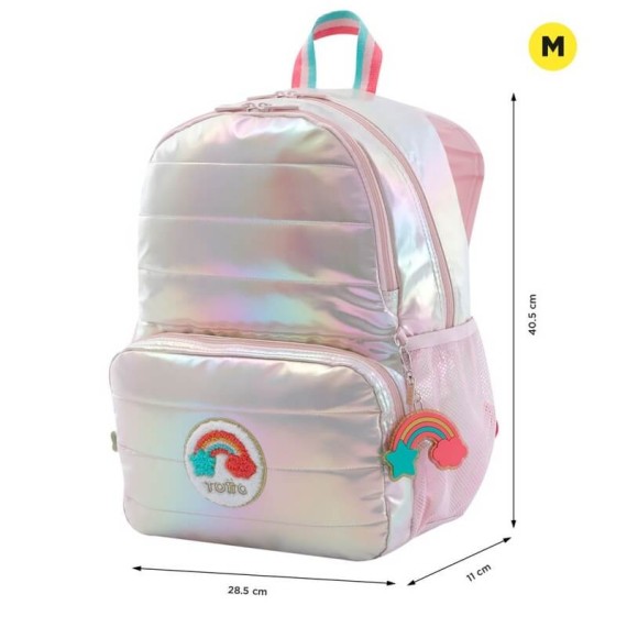 Mochila Escolar Média 40Cm Glowy TOTTO P50 Rosa Brilhante | Ref. 330.MJ04GLW0022P50