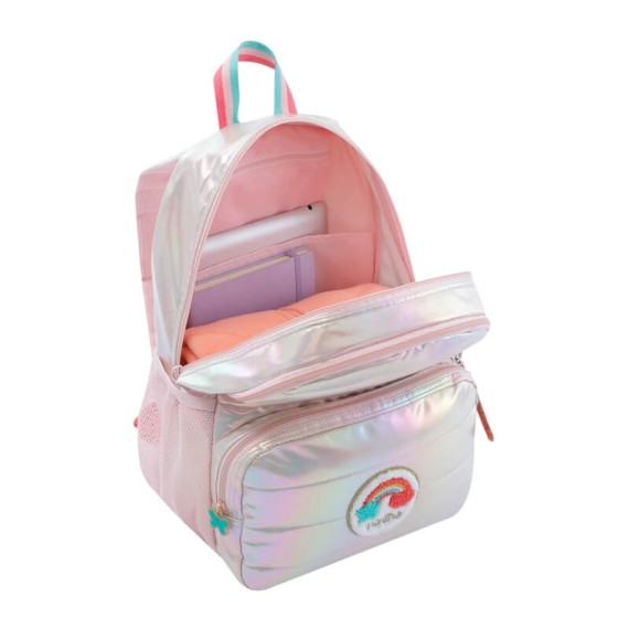 Mochila Escolar Média 40Cm Glowy TOTTO P50 Rosa Brilhante | Ref. 330.MJ04GLW0022P50