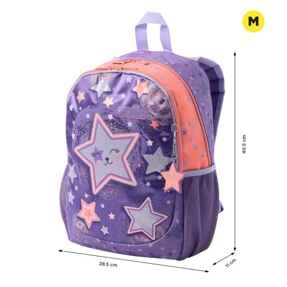Mochila Escolar Média 40Cm Star Cat TOTTO 4Q8 Roxo | Ref. 330.MJ04STC00224Q8