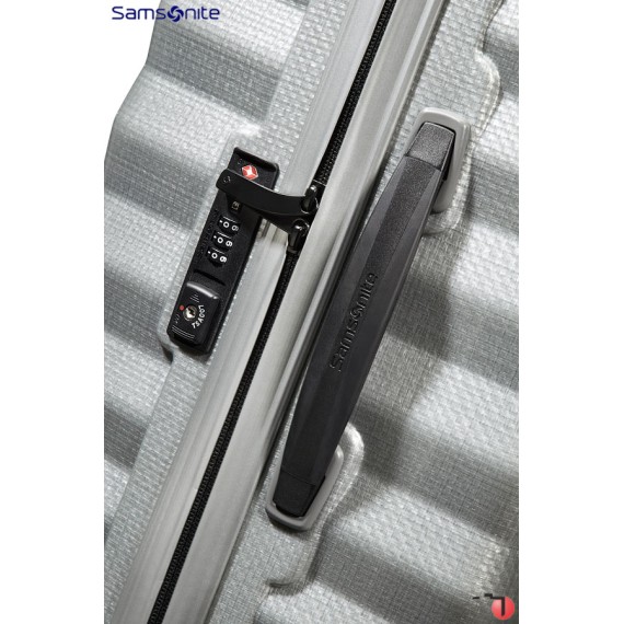 Samsonite Mala/Trolley de Viagem Médio 69cm 4 Rodas Spinner LITE-SHOCK Prata - Ref. X9298V00225