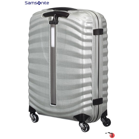 Samsonite Mala/Trolley de Viagem Médio 69cm 4 Rodas Spinner LITE-SHOCK Prata - Ref. X9298V00225