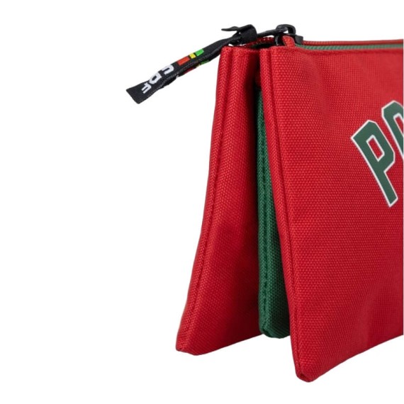 Estojo Escolar Triplo PORTUGAL FPF Vermelho/Verde | Ref. 254.FPF61021