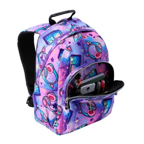 Mochila Escolar Meowsical Gommas TOTTO 4QH Roxo | Ref. 330.MA04ECO0184QH Mochila Escolar Meowsical Gommas TOTTO 4QH Roxo | Ref. 330.MA04ECO0184QH