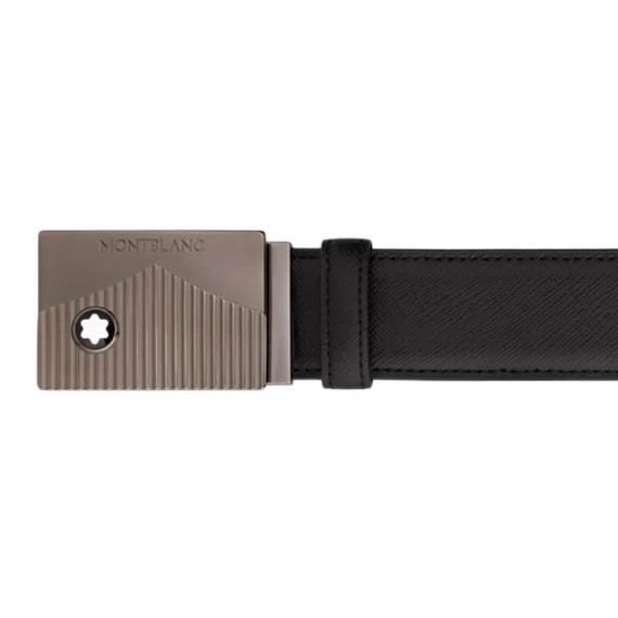 Cinto de Couro Saffiano MONTBLANC Fivela Retangular 35mm Preto | Ref. 238.199090