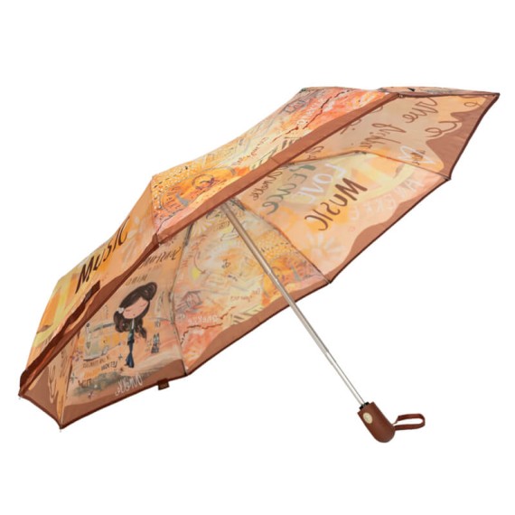 ANEKKE Guarda-Chuva Pequeno Automático Peace & Love Castanho | Ref. 280.38483-102