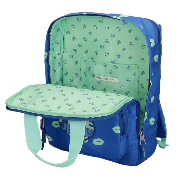 Mochila Escolar Adap. 40Cm 2C c/ Carro PEPE JEANS Ruth Azul | Ref. 186.60422T1