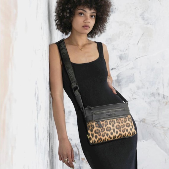 Bolsa de Tiracolo c/ 2 Bolsos Frontais LOIS Eugene Preta | Ref. 237.32534401