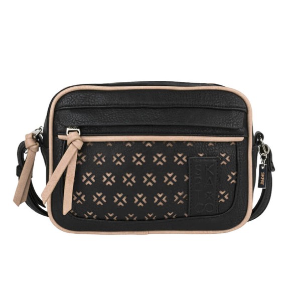 Bolsa de Tiracolo Retangular SKPAT Crosses Preto/Taupé | Ref. 237.32508601