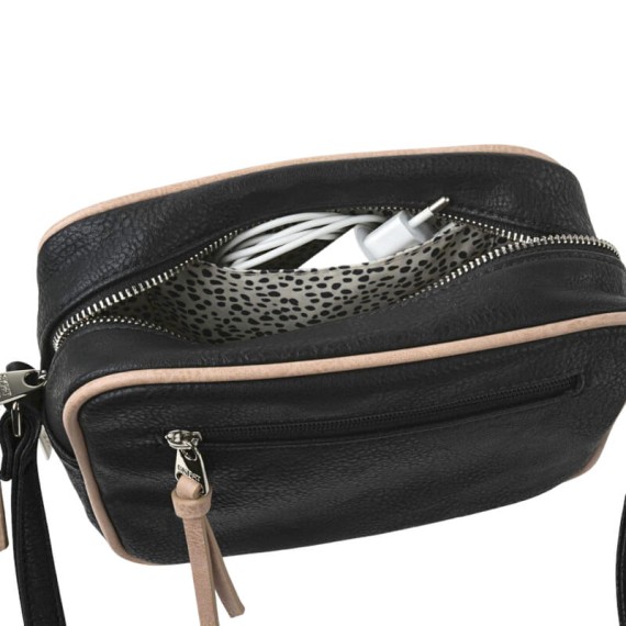 Bolsa de Tiracolo Retangular SKPAT Crosses Preto/Taupé | Ref. 237.32508601