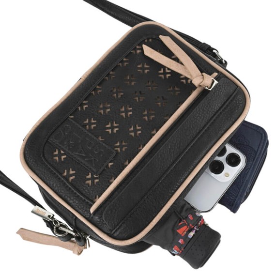 Bolsa de Tiracolo Retangular SKPAT Crosses Preto/Taupé | Ref. 237.32508601