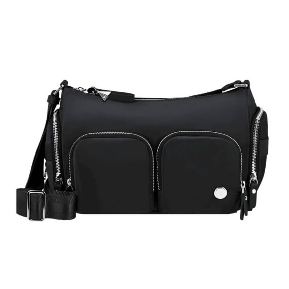 SAMSONITE Bolsa de Ombro c/ 2 Bolsos Frontais Karissa Evo Preta | Ref. 92KP200309