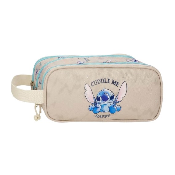 Estojo Escolar 3 Compart. STITCH Cuddle Me Happy Bege | Ref. 186.3114741