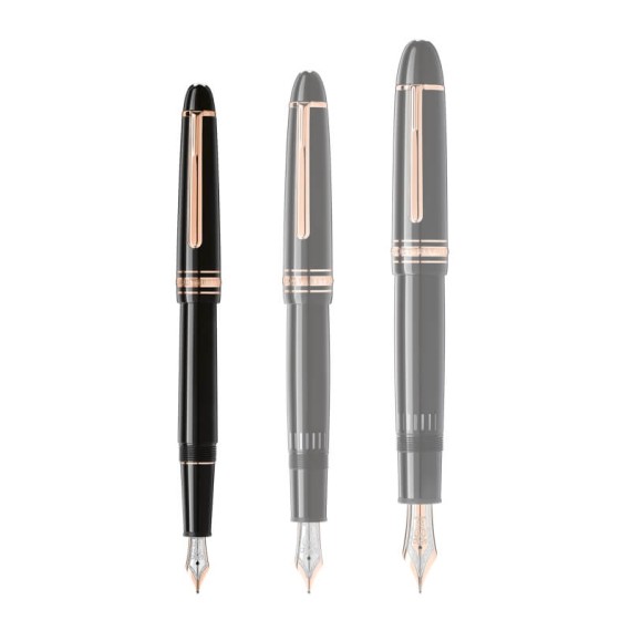 Caneta-tinteiro 145 MONTBLANC (M) Meisterstück Revestida Rose Gold Preta | Ref. 238.132485