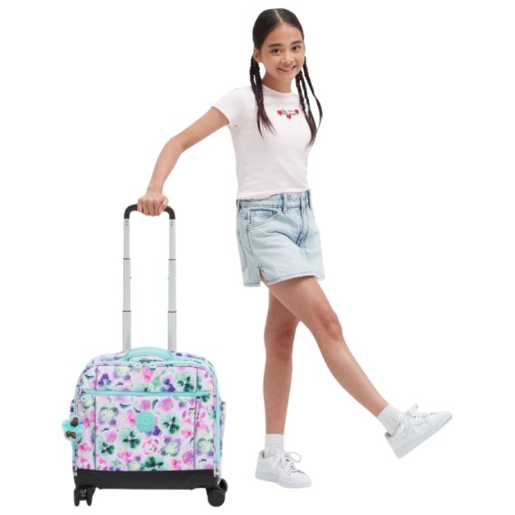 Pasta Escolar com 4 Rodas KIPLING New Storia Aqua Blossom | Ref. 187.40KI48477EC