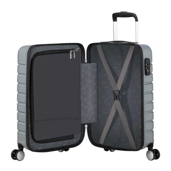 AMERICAN TOURISTER Mala de Cabine 55x35cm 4R Flashline Prata | Ref. 92ME800525 AMERICAN TOURISTER Mala de Cabine 55x35cm 4R Flashline Prata | Ref. 92ME800525