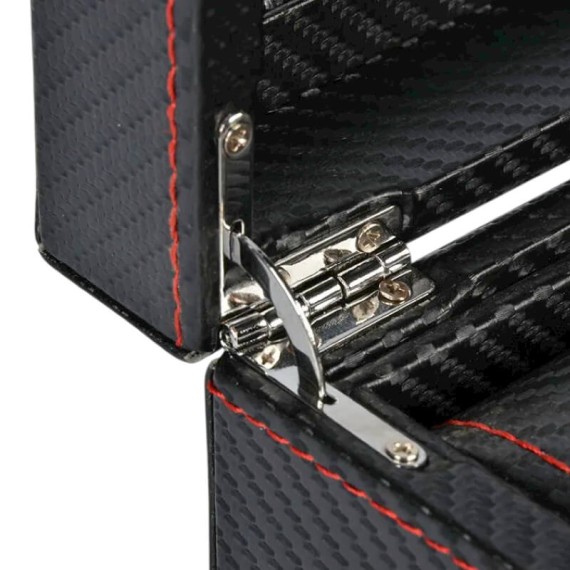 Caixa Protectora para 6 Relógios Retangular c/ Janela Preto/Vermelho | Ref. 338.6RPV
