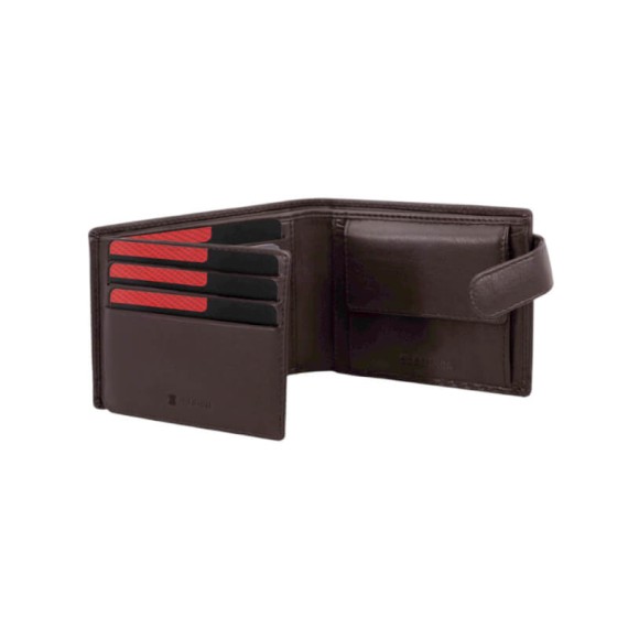 Carteira de Documentos c/ Presilha RFID BENFICA 1280 Castanha | Ref. 254.SLB1280C