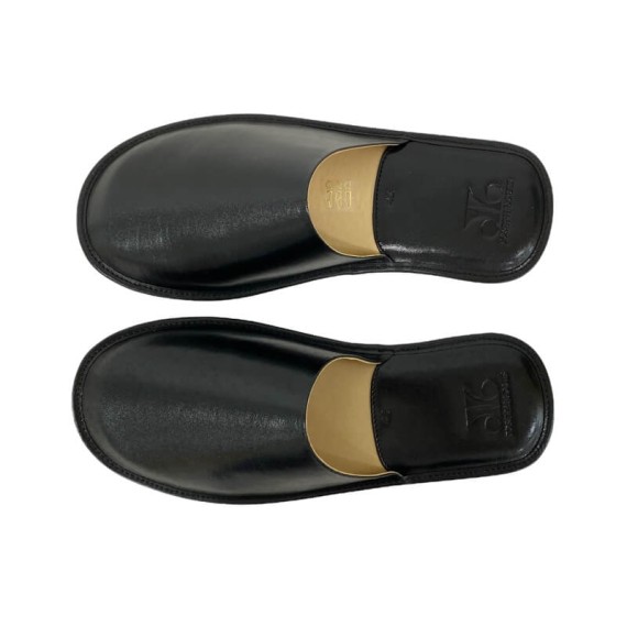 Chinelos de Quarto em Pele N.º 46 JOSEPH LOUIS 9024 Preto | Ref. 324.9024P46