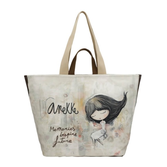 ANEKKE Saco de Praia Médio Memories Bege/Castanho | Ref. 280.40484-212