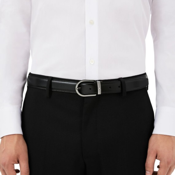 Cinto MONTBLANC Fivela Ferradura Reversível 30mm Preto/Castanho | Ref. 238.128803