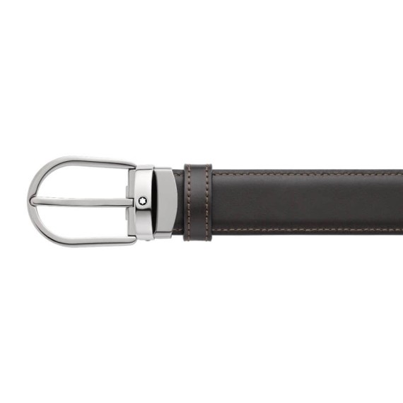 Cinto MONTBLANC Fivela Ferradura Reversível 30mm Preto/Castanho | Ref. 238.128803