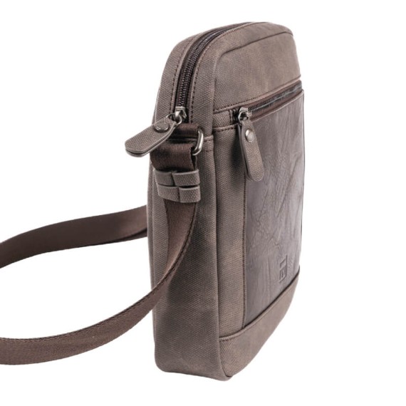Bolsa de Tiracolo Grande MATTIES Canvas Castanha | Ref. 132.4016280