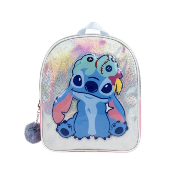Mochila Infantil 23cm STITCH 2100005679 Rosa/Prateado | Ref. 299.2100005679
