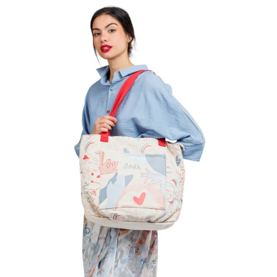 ANEKKE Saco de Praia Flexível Alma Olé Bege/Vermelho | Ref. 280.40474-231