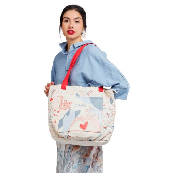 ANEKKE Saco de Praia Flexível Alma Olé Bege/Vermelho | Ref. 280.40474-231