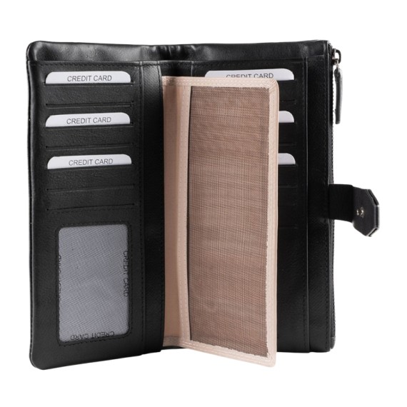 Carteira Grande Flexível RFID MATTIES Curve Line Preta | Ref. 132.1818020