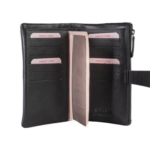 Carteira Média Flexível RFID MATTIES Curve Line Preta | Ref. 132.1818120