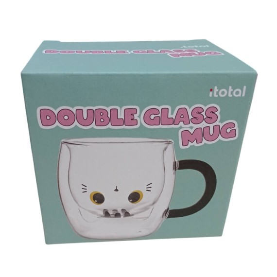 Caneca de Vidro iTOTAL Gato Branco | Ref. 343.XL2955