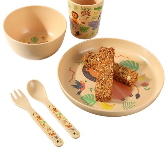 Conjunto Prato, Copo, Taça e Talheres I-DRINK Animais Castanho | Ref. 343.ID5301D