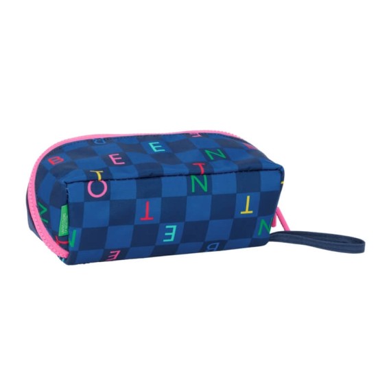 Estojo Escolar Quadrado Grande BENETTON Damero Azul Marinho | Ref. 248.812550050