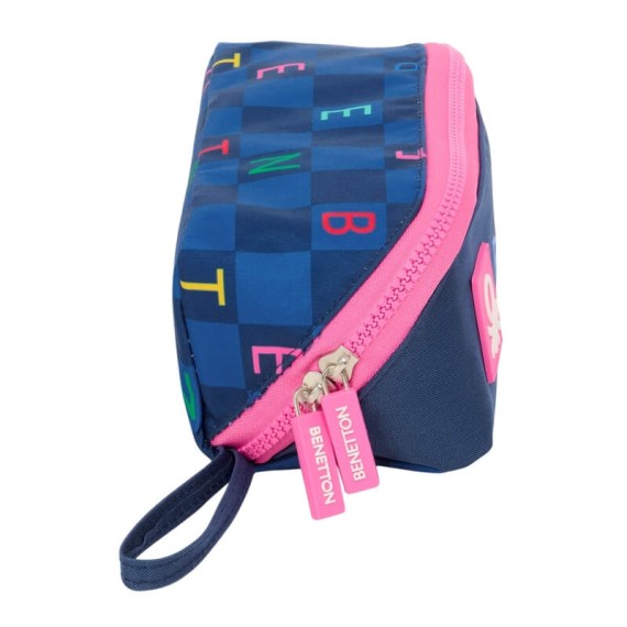 Estojo Escolar Quadrado Grande BENETTON Damero Azul Marinho | Ref. 248.812550050