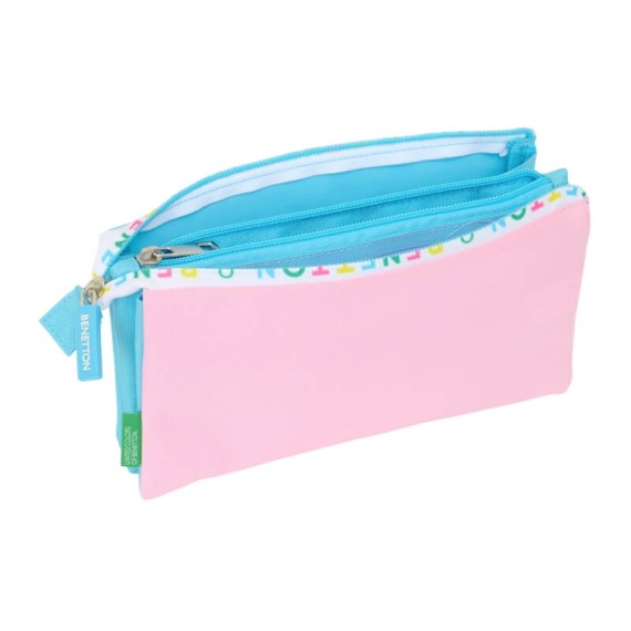 Estojo Escolar Triplo BENETTON Unique Azul/Rosa | Ref. 248.812552744